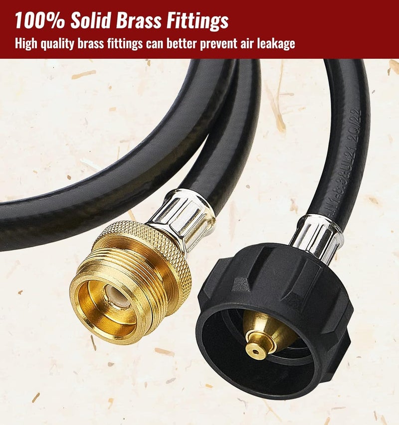 CALPOSE 3 Feet Propane Adapter Hose, 1lb to 20lb Adapter Converts 1lb Appliances to 5-40lb Tanks, Gas Hose for Weber Q, Coleman Grill, Buddy Heaters and More - Image 5